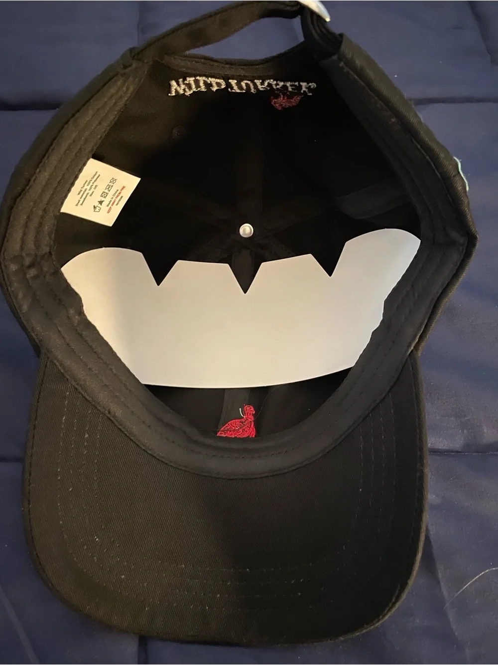 Black Baseball Cap with Red Embroidered Bird